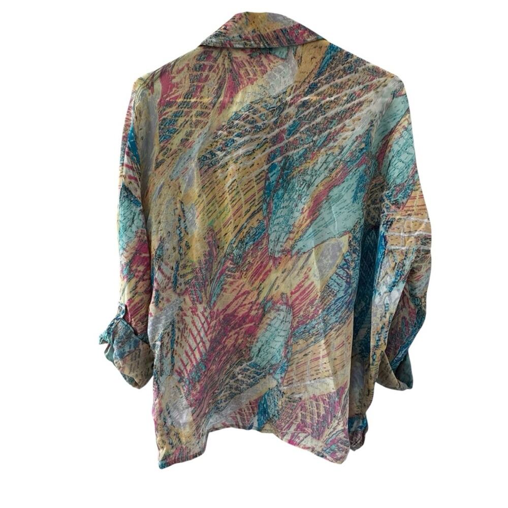 Tolani Multicolor Abstract Print Women's Button Down Blouse Size Small - Picture 6 of 8